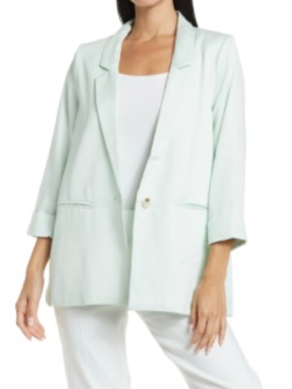 NWT FRNCH Lia Woven Pistachio Green Vert Single-Button Blazer, Size Small